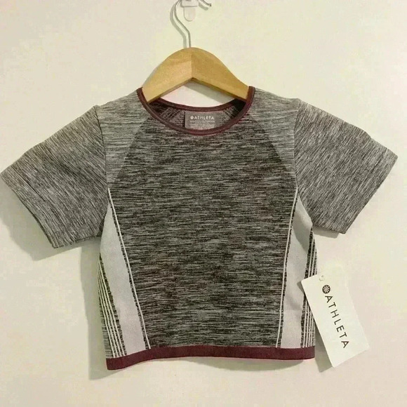 Athleta Impact Crop Tee Short Sleeve Heather Grey - Picture 2 of 8